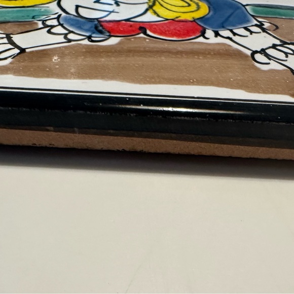 Hand Painted Tile Italy Folk Music Colorful 6x6 inches - Picture 3 of 3